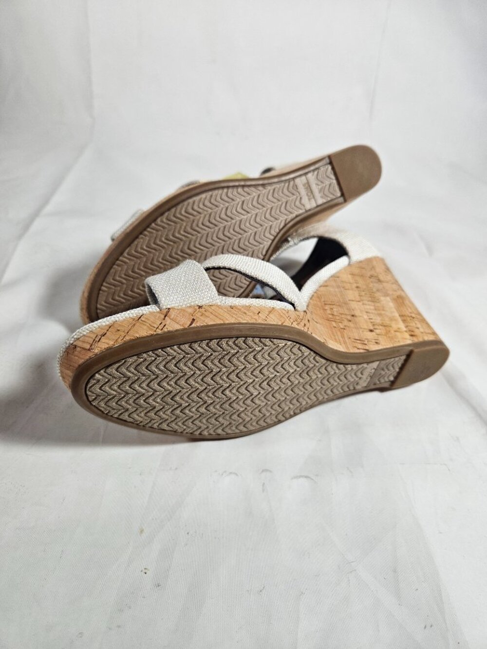 Toms Sienna Cork Wedge Heels Sandals Women's Size 8.5 Natural Yarn Dye Tan - Picture 8 of 9
